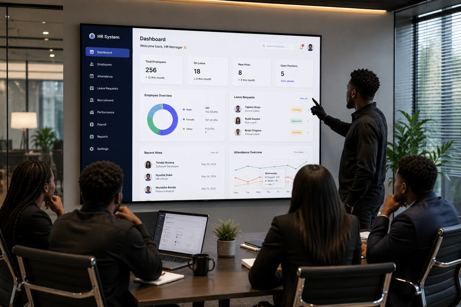 HRMS dashboard interface